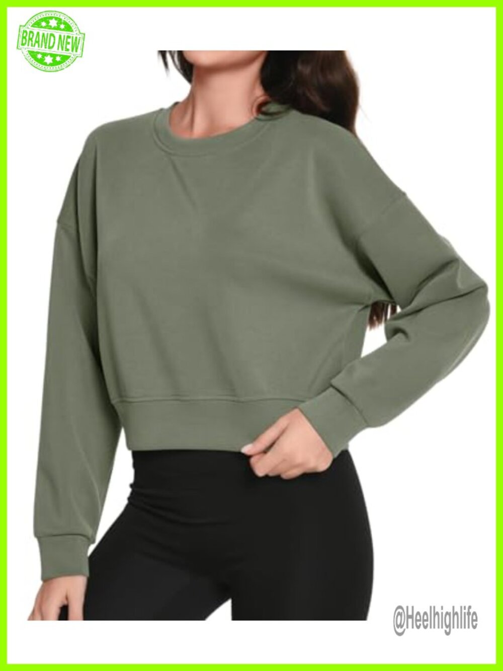 Womens Modal Cropped Sweatshirt Loose Fit Crewneck Pullover Athleisure Yoga Gym